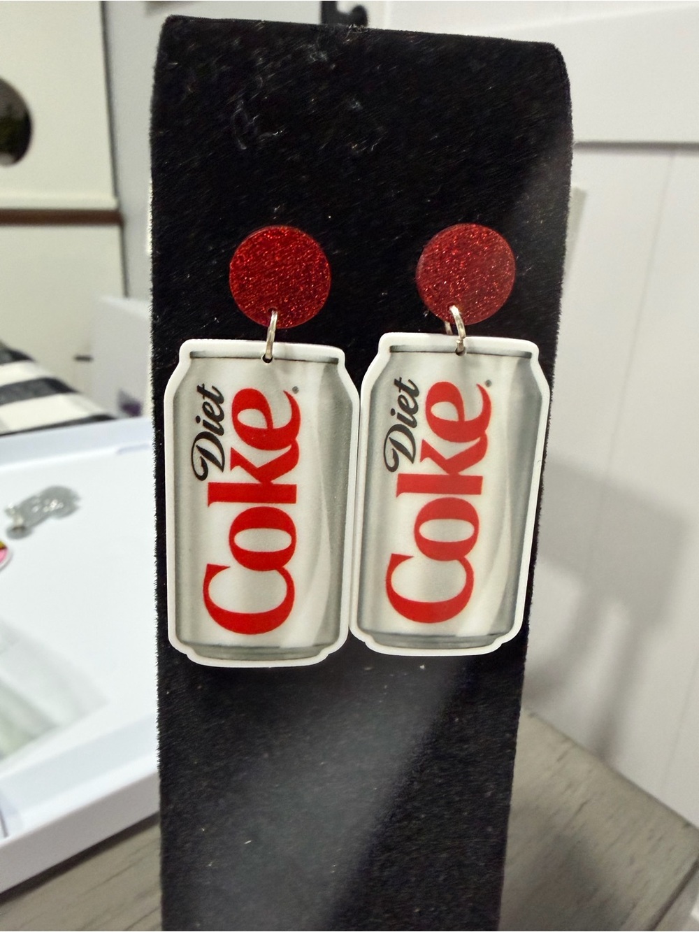 Diet Coke Can Dangle Earrings — Red & White